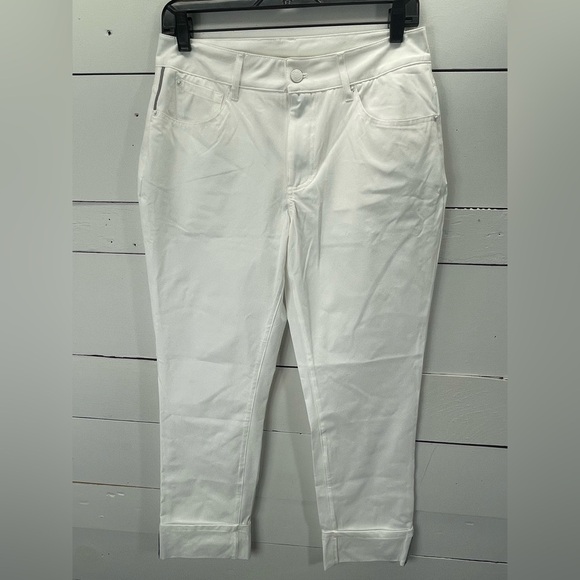 NWT Anthropologie Tretorn Cuffed Straight-Leg Golf Athletic White Pants Size 8 - Picture 3 of 13